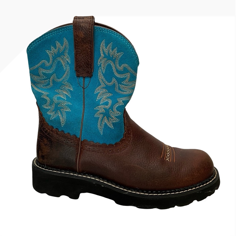 Ariat Fatbaby Heritage Turquoise Brown Leather Western Boots 10016949 Womens 8B
